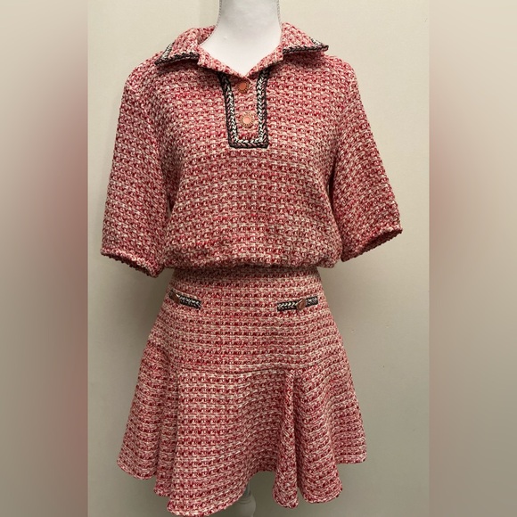 MAJE SET  Pink Tweed Top & Skirt! - Picture 5 of 13